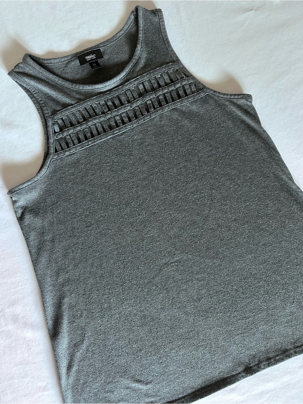 Mossimo Gray Sleeveless Tank Top M Ladder Cutout Detail